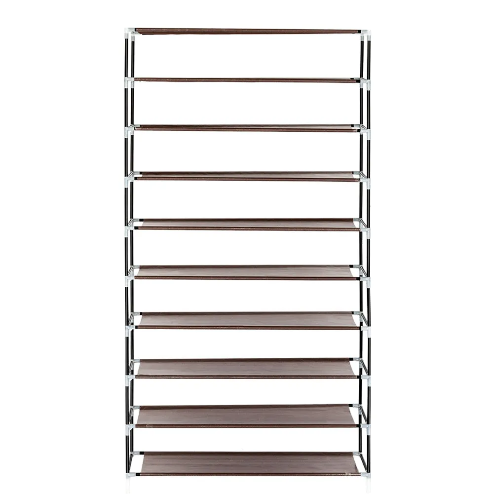 RONSHIN Shoe Rack 10 Layers Widened Black Shoe Cabinet 160*30*88 Brown