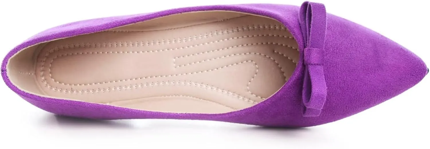 SAILING LU Bowknot Flat Shoes for Women Dressy Slip-ons Loafers Comfortable Moccasins Pointed Toe Ballerina Walking Flats Shoes Wear to Work
