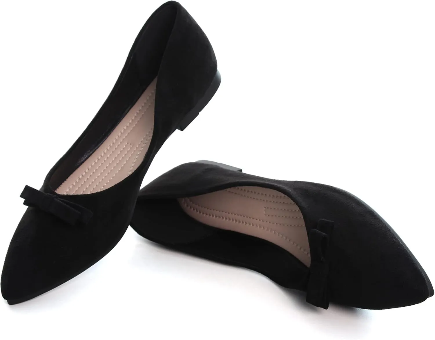 SAILING LU Bowknot Flat Shoes for Women Dressy Slip-ons Loafers Comfortable Moccasins Pointed Toe Ballerina Walking Flats Shoes Wear to Work