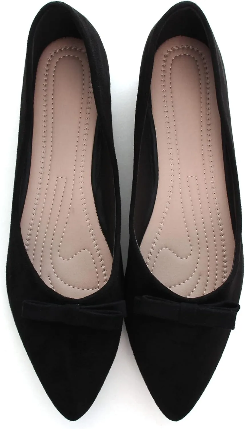 SAILING LU Bowknot Flat Shoes for Women Dressy Slip-ons Loafers Comfortable Moccasins Pointed Toe Ballerina Walking Flats Shoes Wear to Work