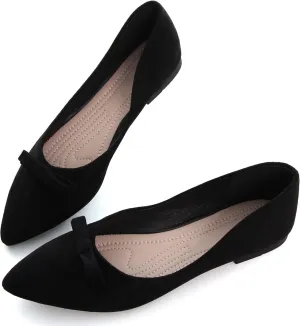 SAILING LU Bowknot Flat Shoes for Women Dressy Slip-ons Loafers Comfortable Moccasins Pointed Toe Ballerina Walking Flats Shoes Wear to Work
