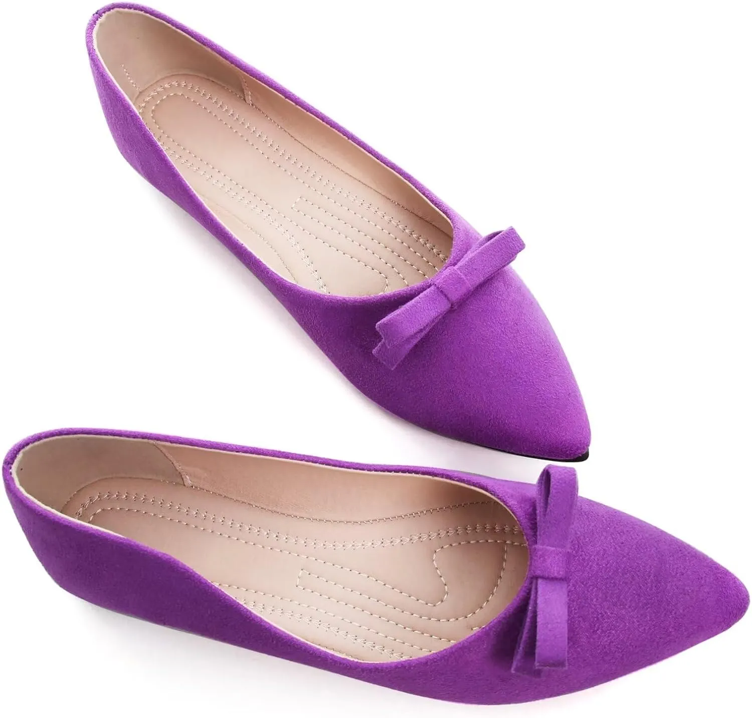 SAILING LU Bowknot Flat Shoes for Women Dressy Slip-ons Loafers Comfortable Moccasins Pointed Toe Ballerina Walking Flats Shoes Wear to Work
