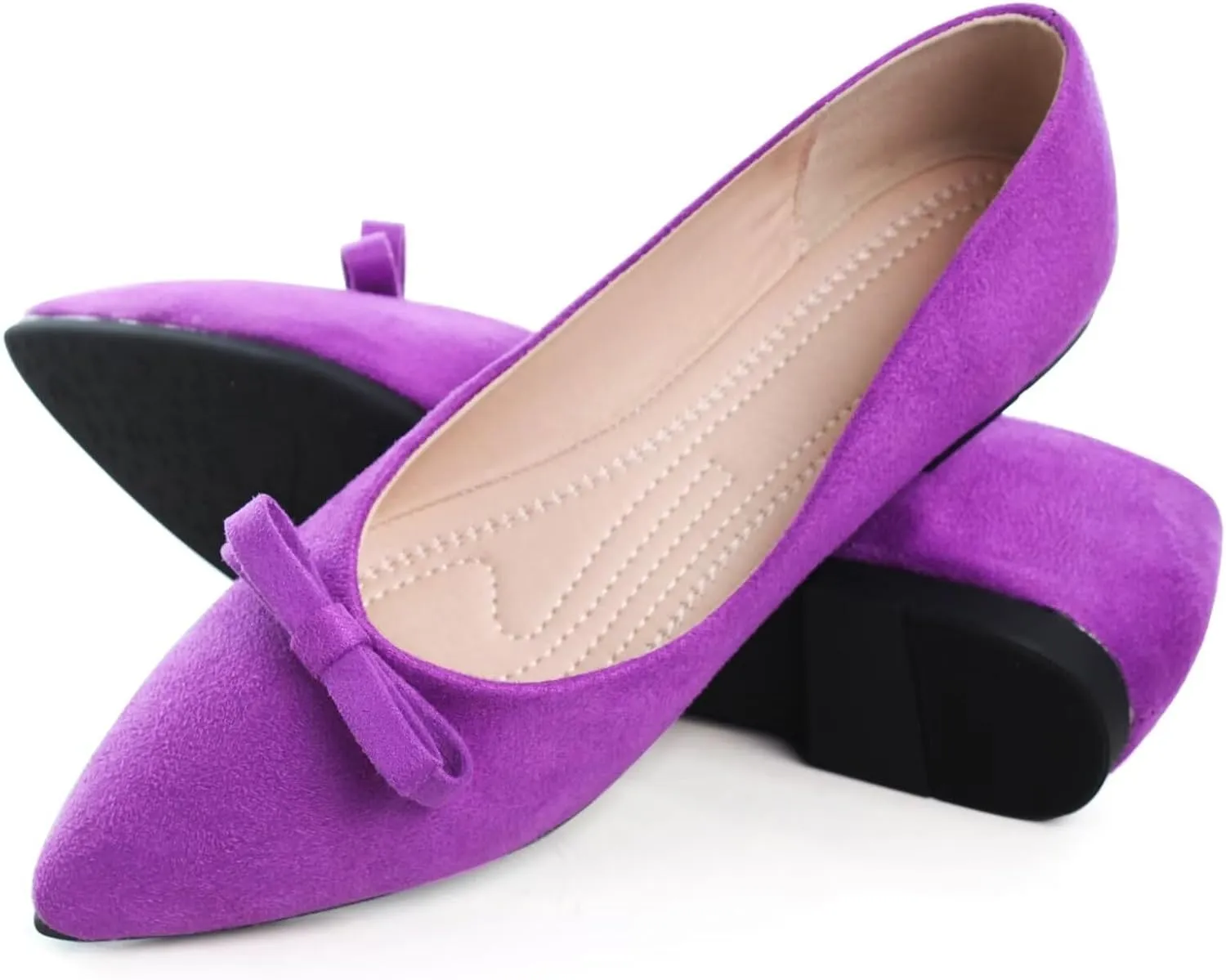 SAILING LU Bowknot Flat Shoes for Women Dressy Slip-ons Loafers Comfortable Moccasins Pointed Toe Ballerina Walking Flats Shoes Wear to Work