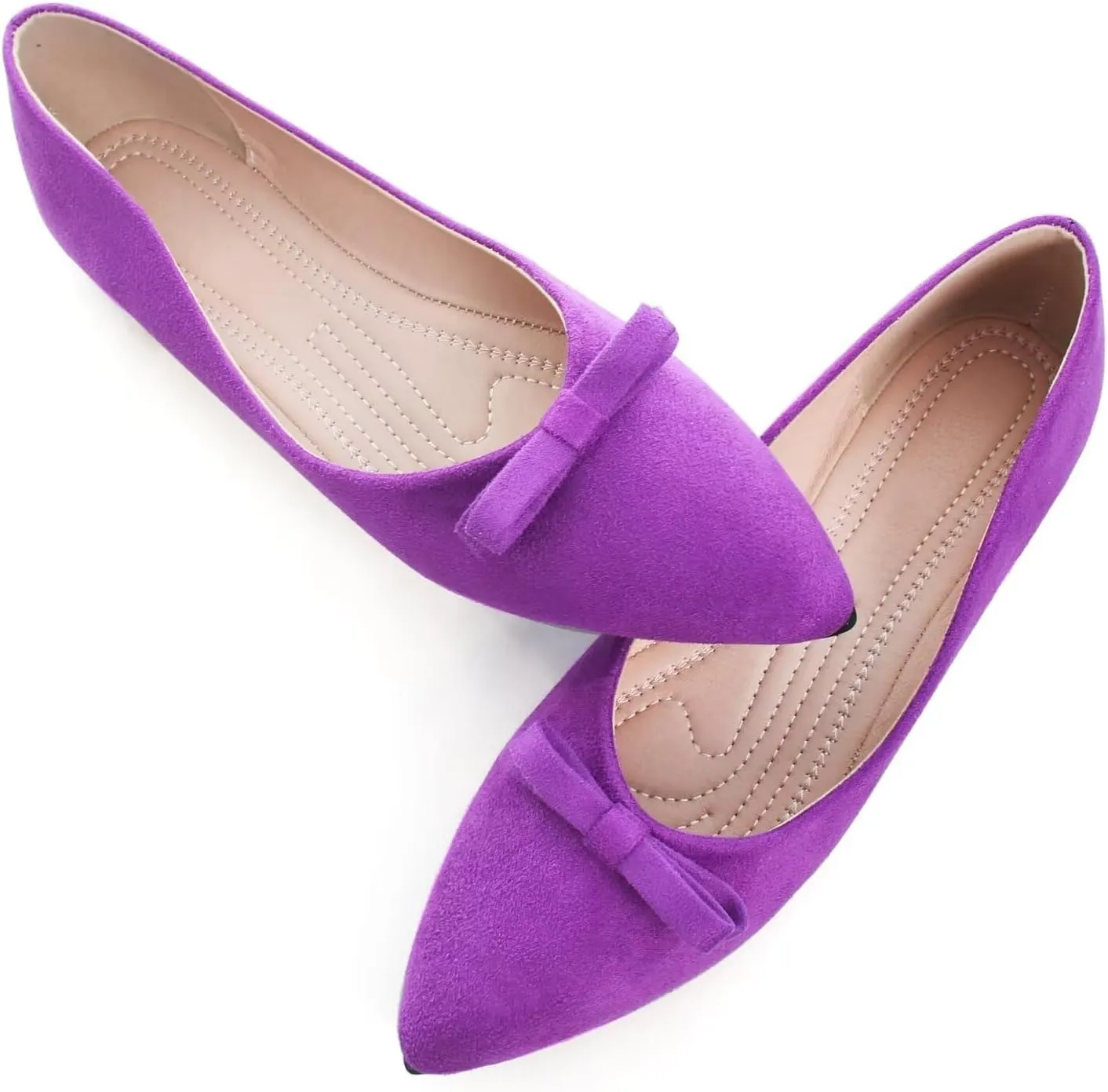 SAILING LU Bowknot Flat Shoes for Women Dressy Slip-ons Loafers Comfortable Moccasins Pointed Toe Ballerina Walking Flats Shoes Wear to Work