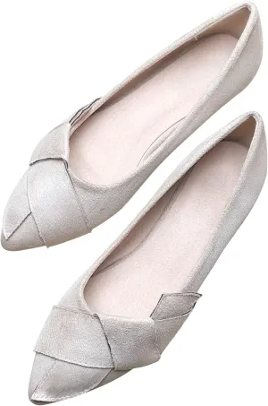 SAILING LU Knotted Ballet Flats for Women Comfortable Women's Flat Shoes Pointed Toe Slip on Loafers Shoes Women Dressy