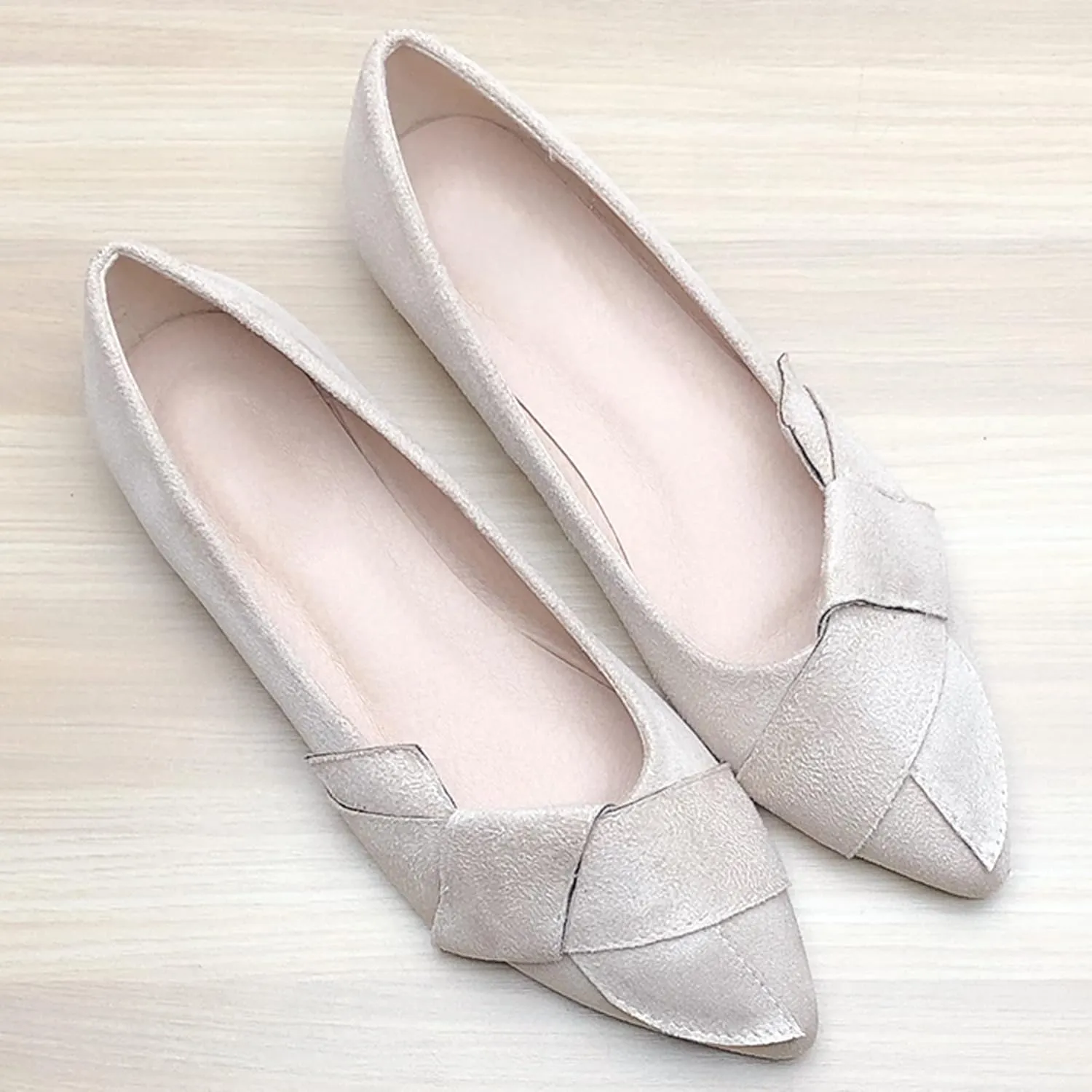 SAILING LU Knotted Ballet Flats for Women Comfortable Women's Flat Shoes Pointed Toe Slip on Loafers Shoes Women Dressy