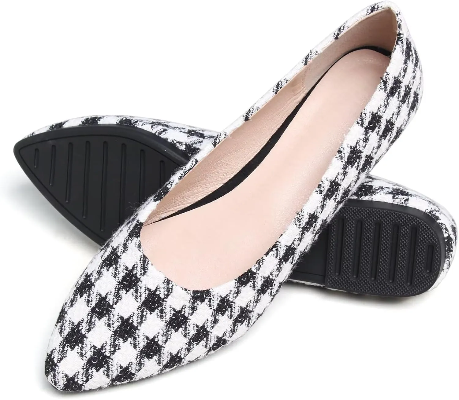 SAILING LU Pointed Toe Shoes Womens Solid Color Ballet Flats Comfortable Flat Shoes for Work Slip On Walking Loafers