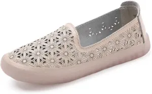 SAILING LU Women's Ballet Flat Round Toe Dress Shoes Casual Anti-Slip Slip On Hollow Rope Loafer