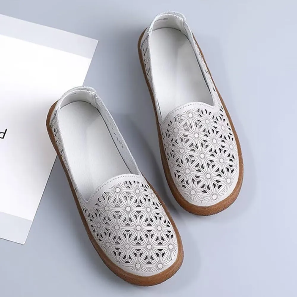 SAILING LU Women's Ballet Flat Round Toe Dress Shoes Casual Anti-Slip Slip On Hollow Rope Loafer