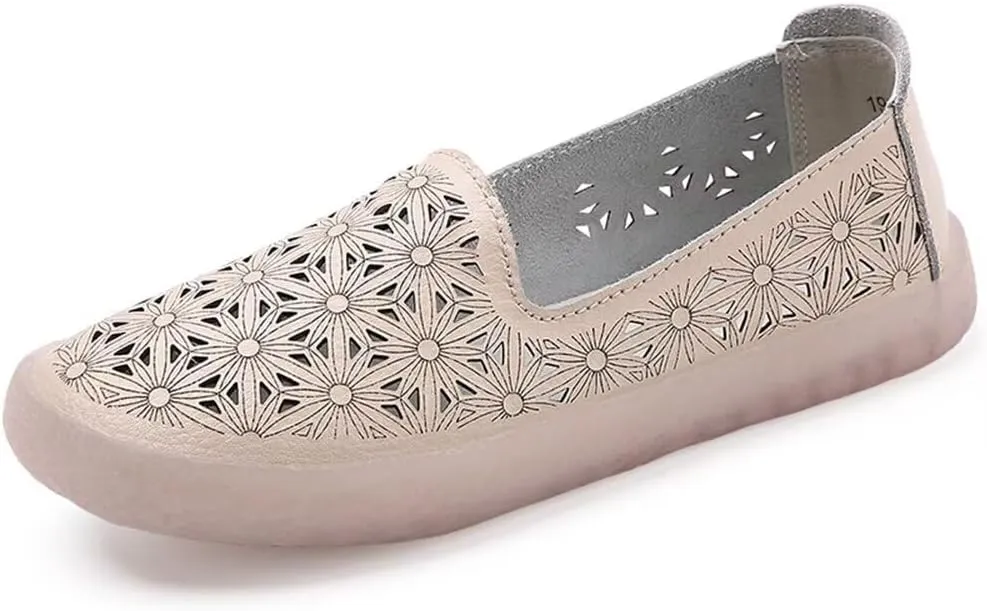 SAILING LU Women's Ballet Flat Round Toe Dress Shoes Casual Anti-Slip Slip On Hollow Rope Loafer