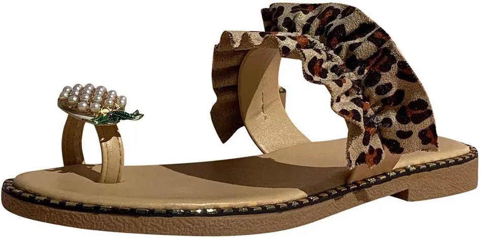 Sandals for Women Flat,Sweet Cute Pineapple Sandals Clip Toe Flip Flops Boho Casual Flat Slippers Beach Shoes