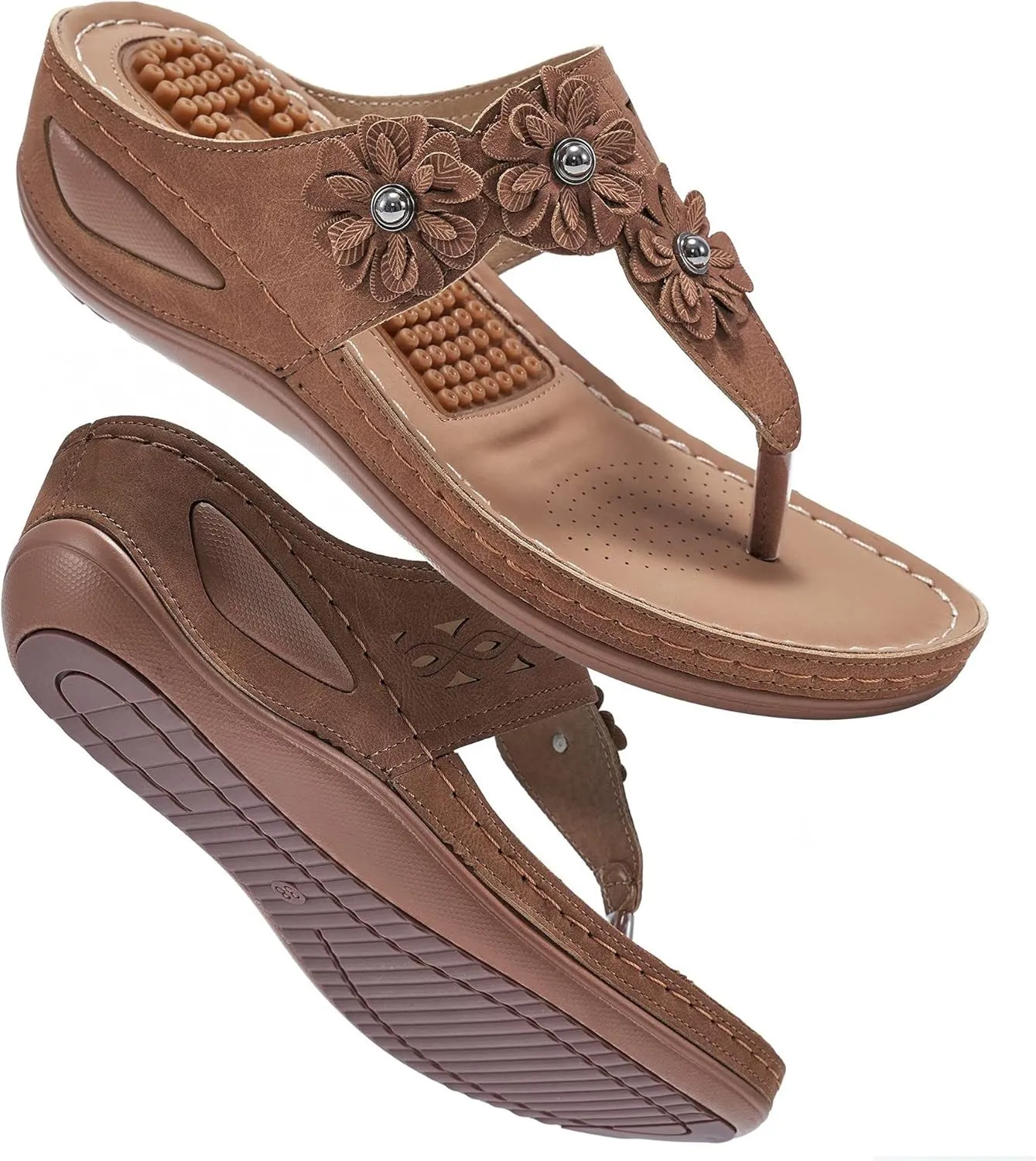 Sandals for Women Wedge Shoes 2025:Summer Dressy Flip Flops Fashion Flower Casual Dressy Sandal Orthopedic Platform Footwear Casual Walking Sandals 2025