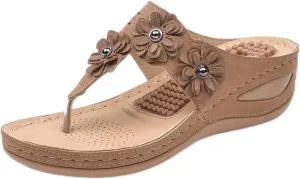 Sandals for Women Wedge Shoes 2025:Summer Dressy Flip Flops Fashion Flower Casual Dressy Sandal Orthopedic Platform Footwear Casual Walking Sandals 2025