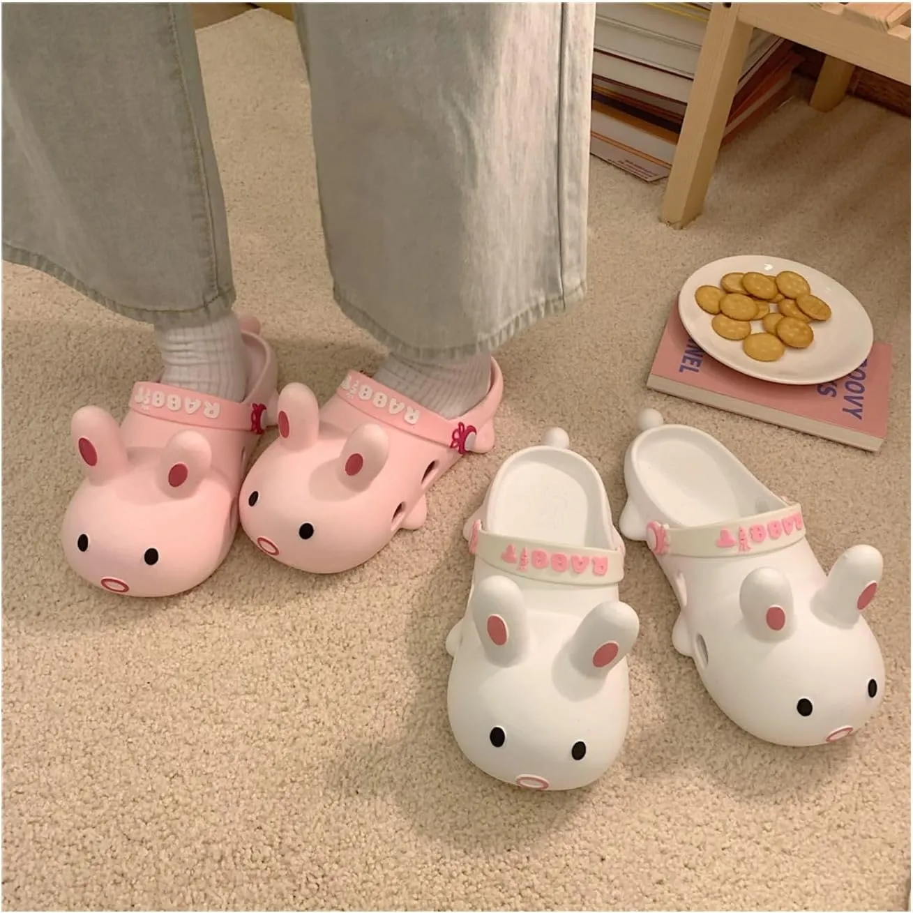 Sandals women Bunny slippers Cute Y2k Aesthetic Outdoor Shower slippers Shower flip flops women Flats Indoor Beach Travel Pool Rabbit