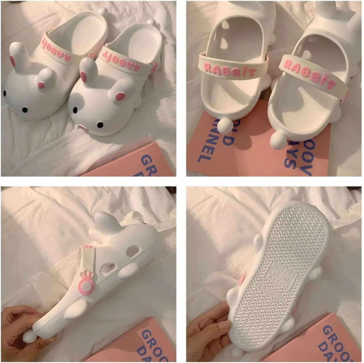 Sandals women Bunny slippers Cute Y2k Aesthetic Outdoor Shower slippers Shower flip flops women Flats Indoor Beach Travel Pool Rabbit