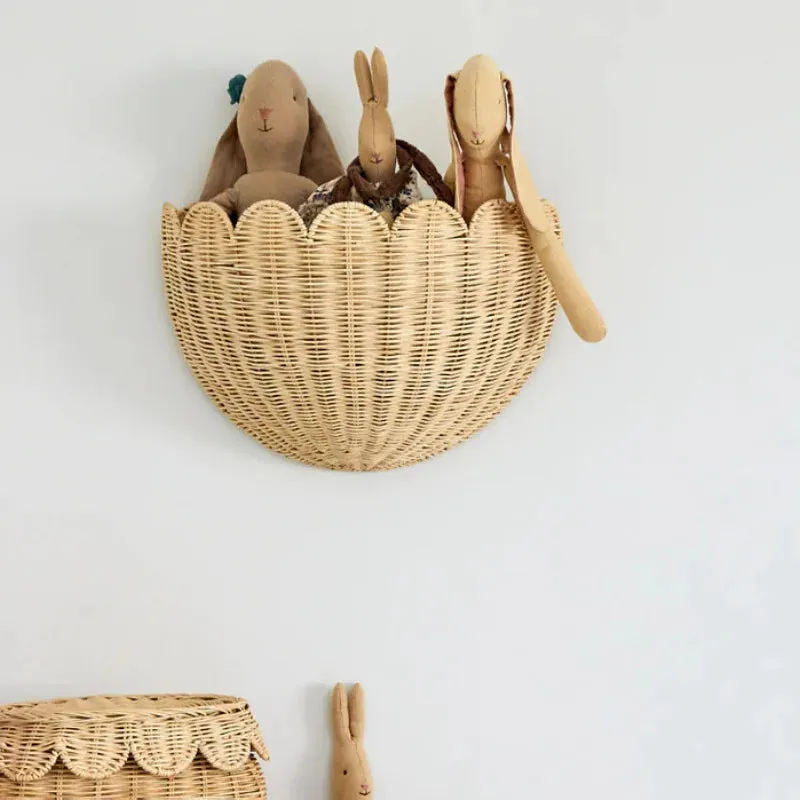 Scalloped Wicker Wall Basket