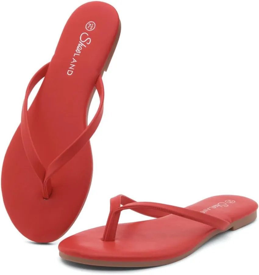 Shoe Land Flip Flops for Women 2025 - Memory Foam Slides & Flat Sandals | Ultra-Comfortable Thong Lightweight Summer Shoes for Beach, Pool & Dressy Outfits
