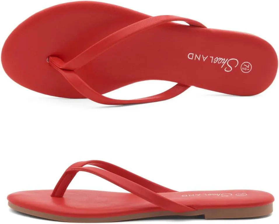 Shoe Land Flip Flops for Women 2025 - Memory Foam Slides & Flat Sandals | Ultra-Comfortable Thong Lightweight Summer Shoes for Beach, Pool & Dressy Outfits