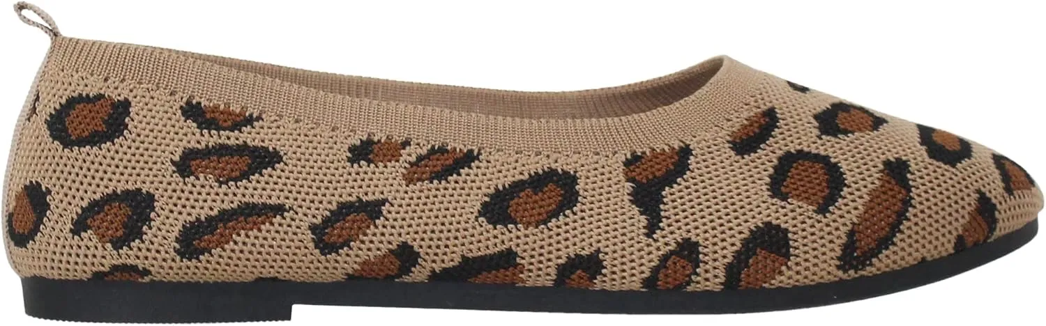 SOBEYO Ballet Flats Comfort Soft-Sole Breathable Sweater Fabric Lightweight Round Toe Shoes