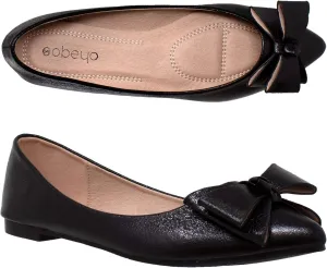 SOBEYO Ballet Flats Comfort Soft-Sole Breathable Sweater Fabric Lightweight Round Toe Shoes