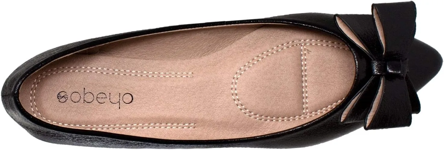 SOBEYO Ballet Flats Comfort Soft-Sole Breathable Sweater Fabric Lightweight Round Toe Shoes