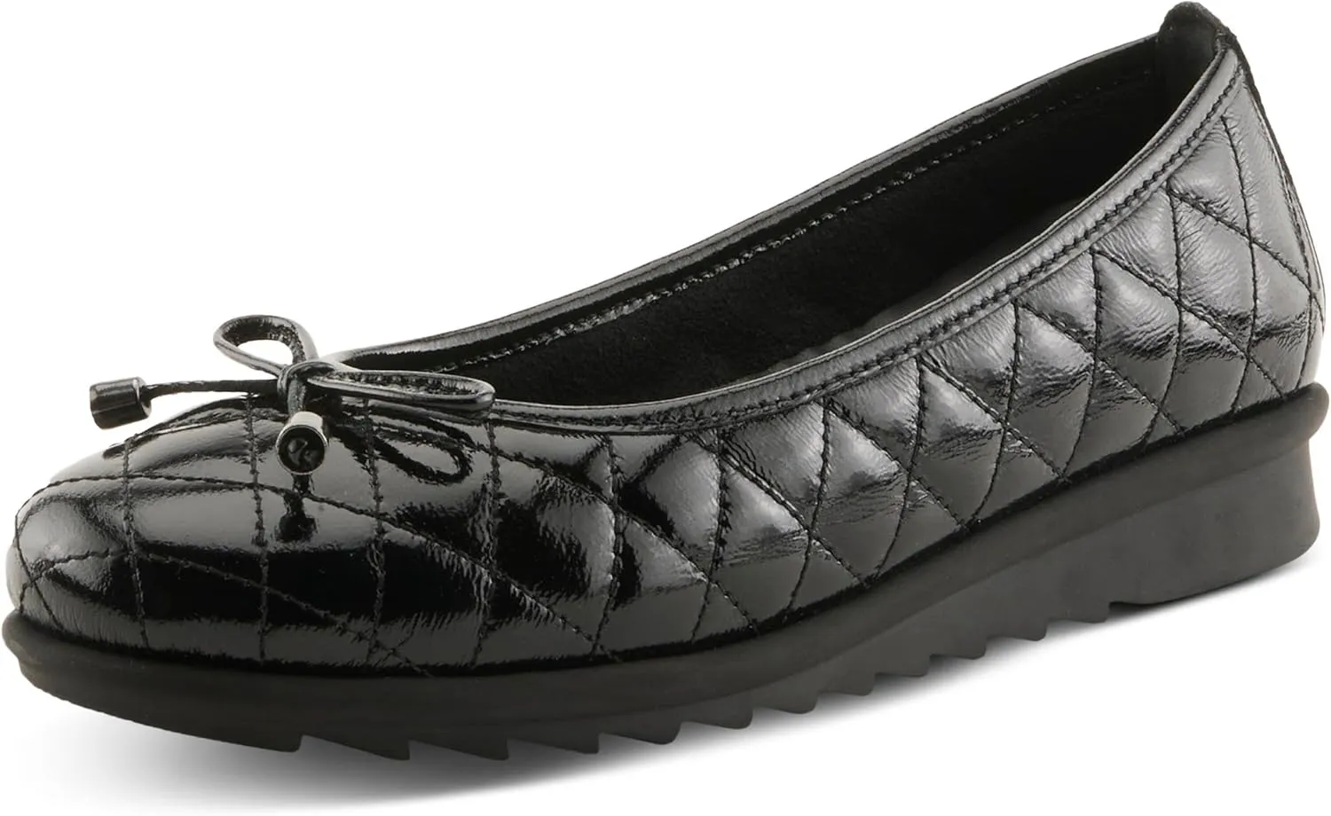 Spring Step Women's BALLEQUINA Flats with Quilted Leather, Bow Detail, and Supportive Wedge