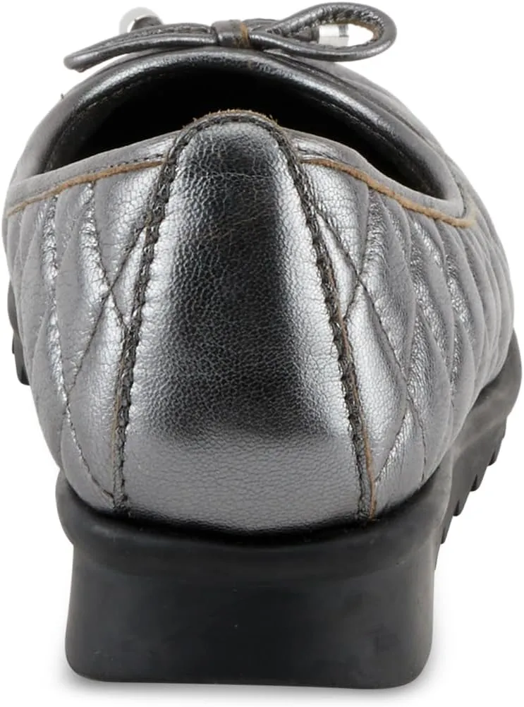 Spring Step Women's BALLEQUINA Flats with Quilted Leather, Bow Detail, and Supportive Wedge