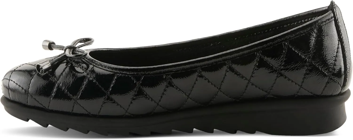 Spring Step Women's BALLEQUINA Flats with Quilted Leather, Bow Detail, and Supportive Wedge