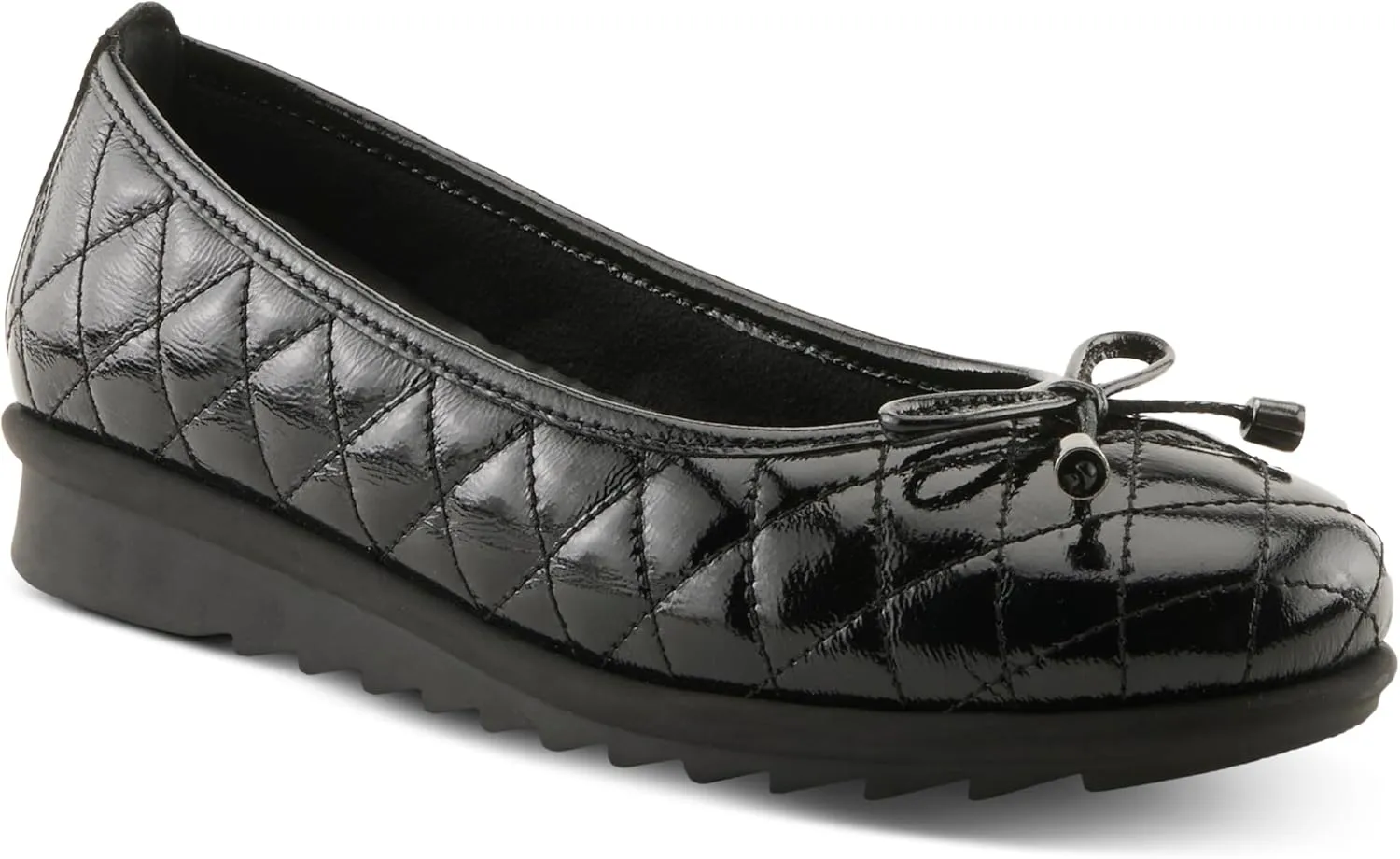Spring Step Women's BALLEQUINA Flats with Quilted Leather, Bow Detail, and Supportive Wedge