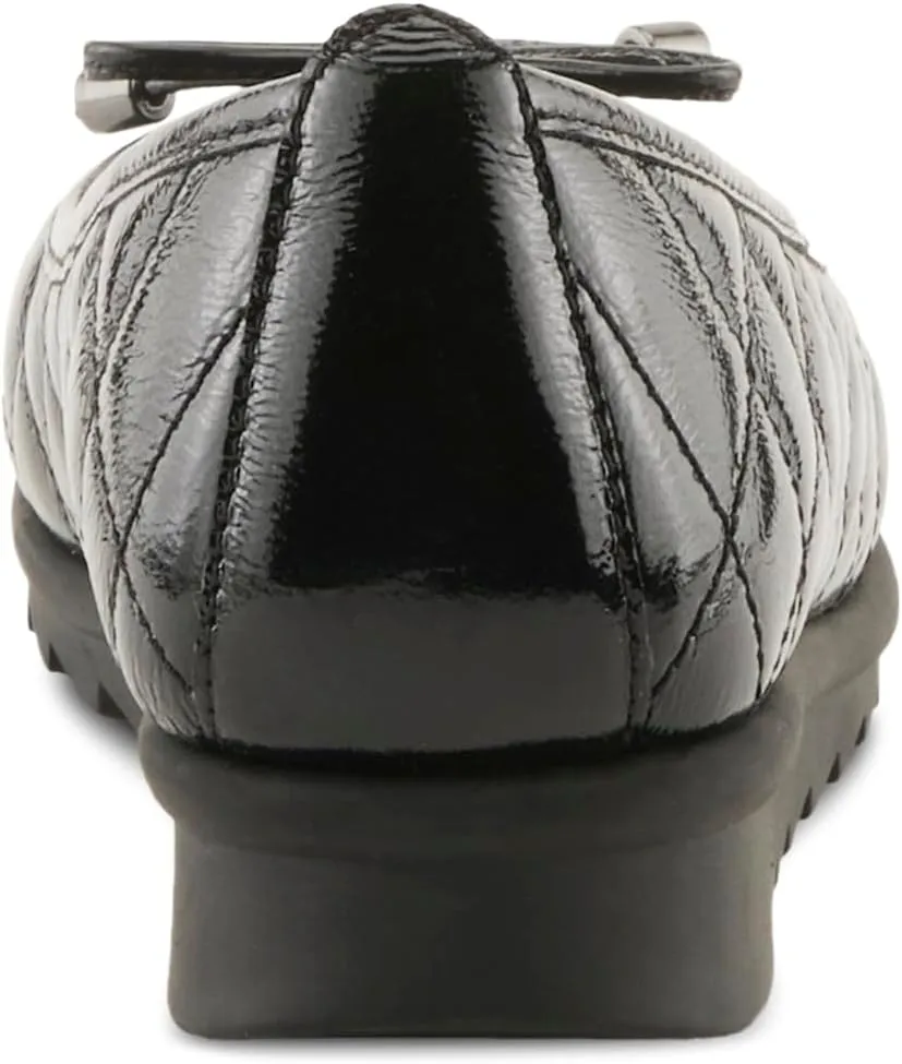 Spring Step Women's BALLEQUINA Flats with Quilted Leather, Bow Detail, and Supportive Wedge