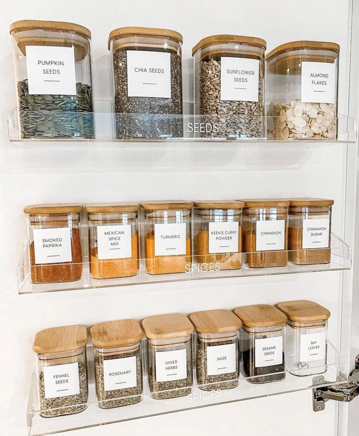 Square Glass and Bamboo Storage Jar - 500ml