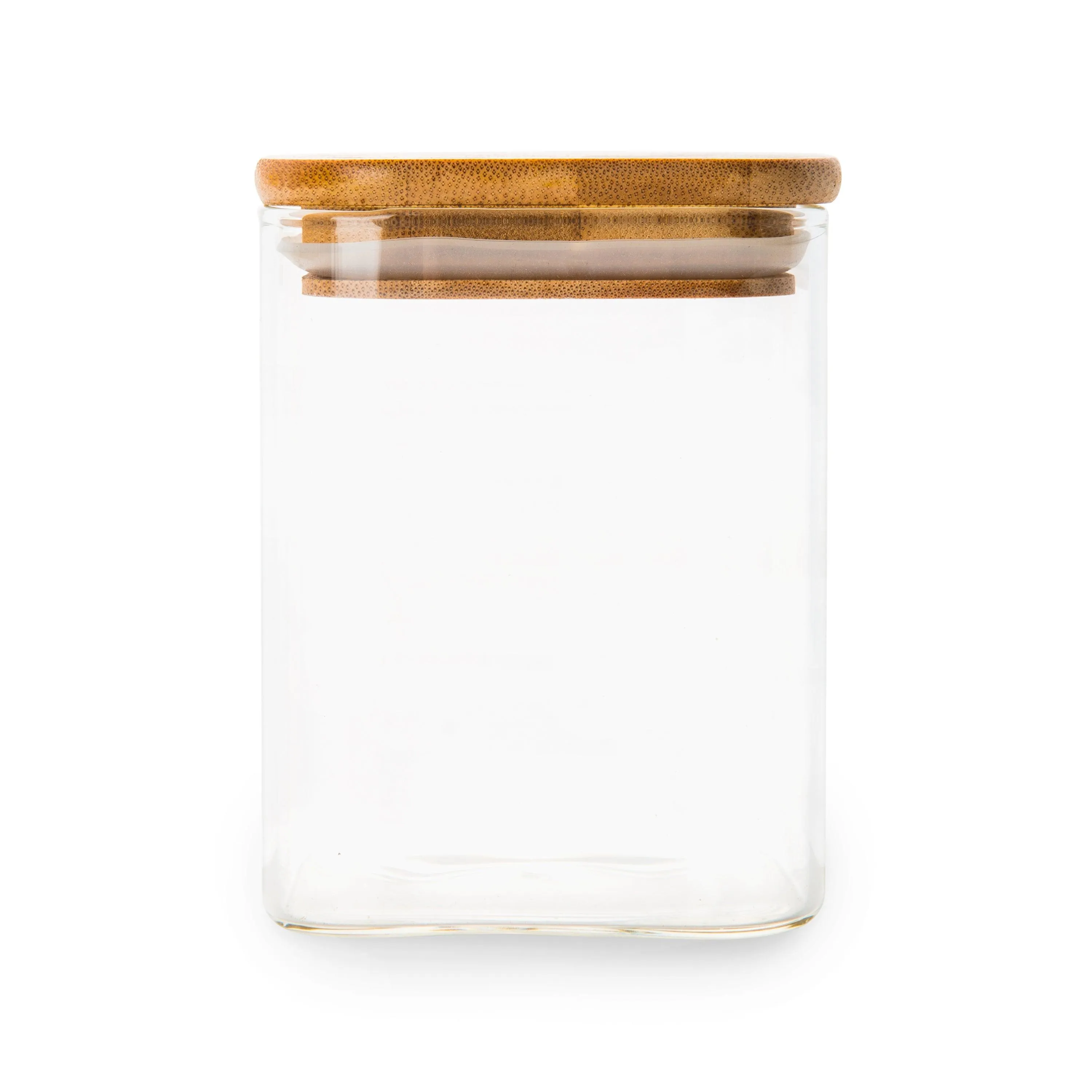 Square Glass and Bamboo Storage Jar - 750ml