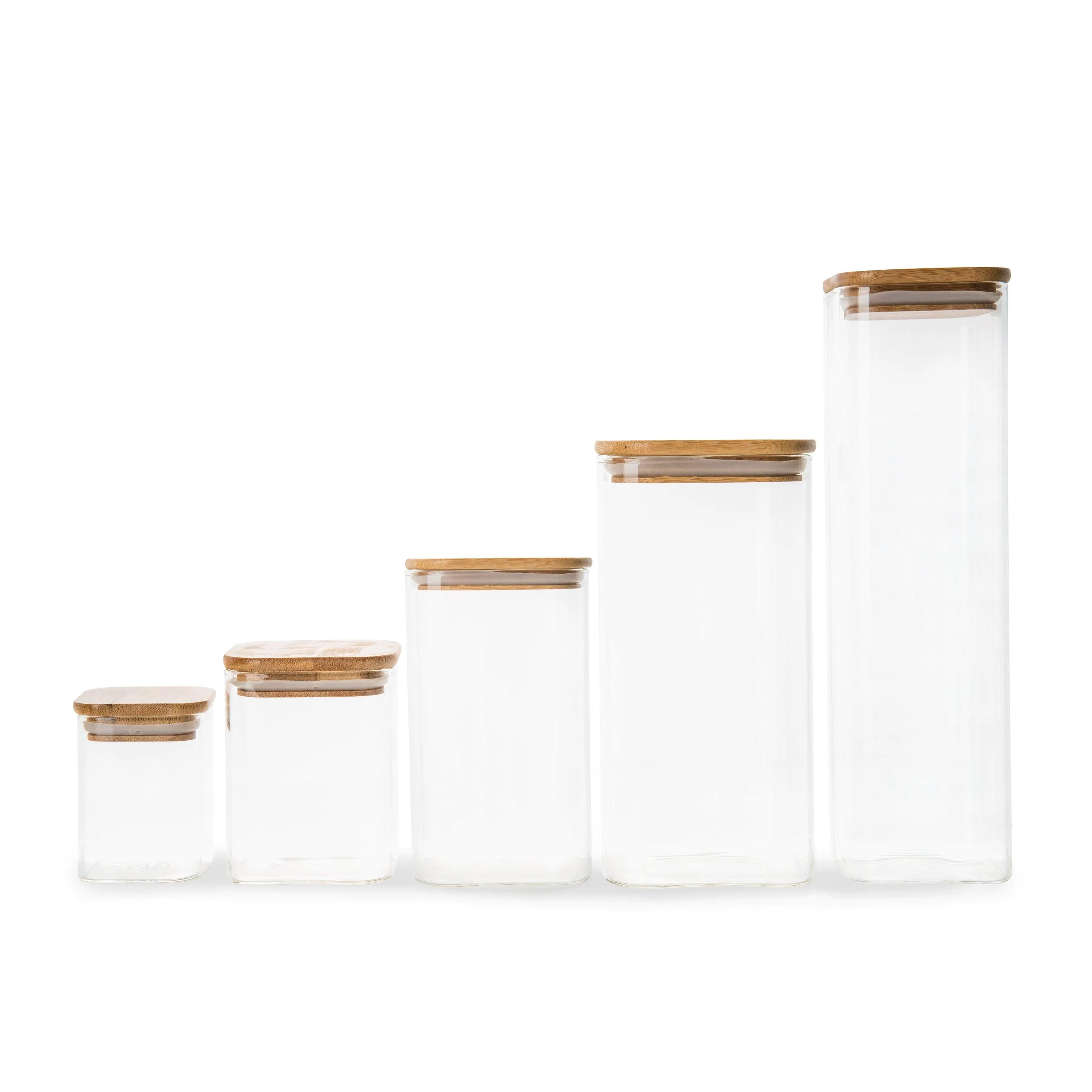 Square Glass and Bamboo Storage Jar - 750ml