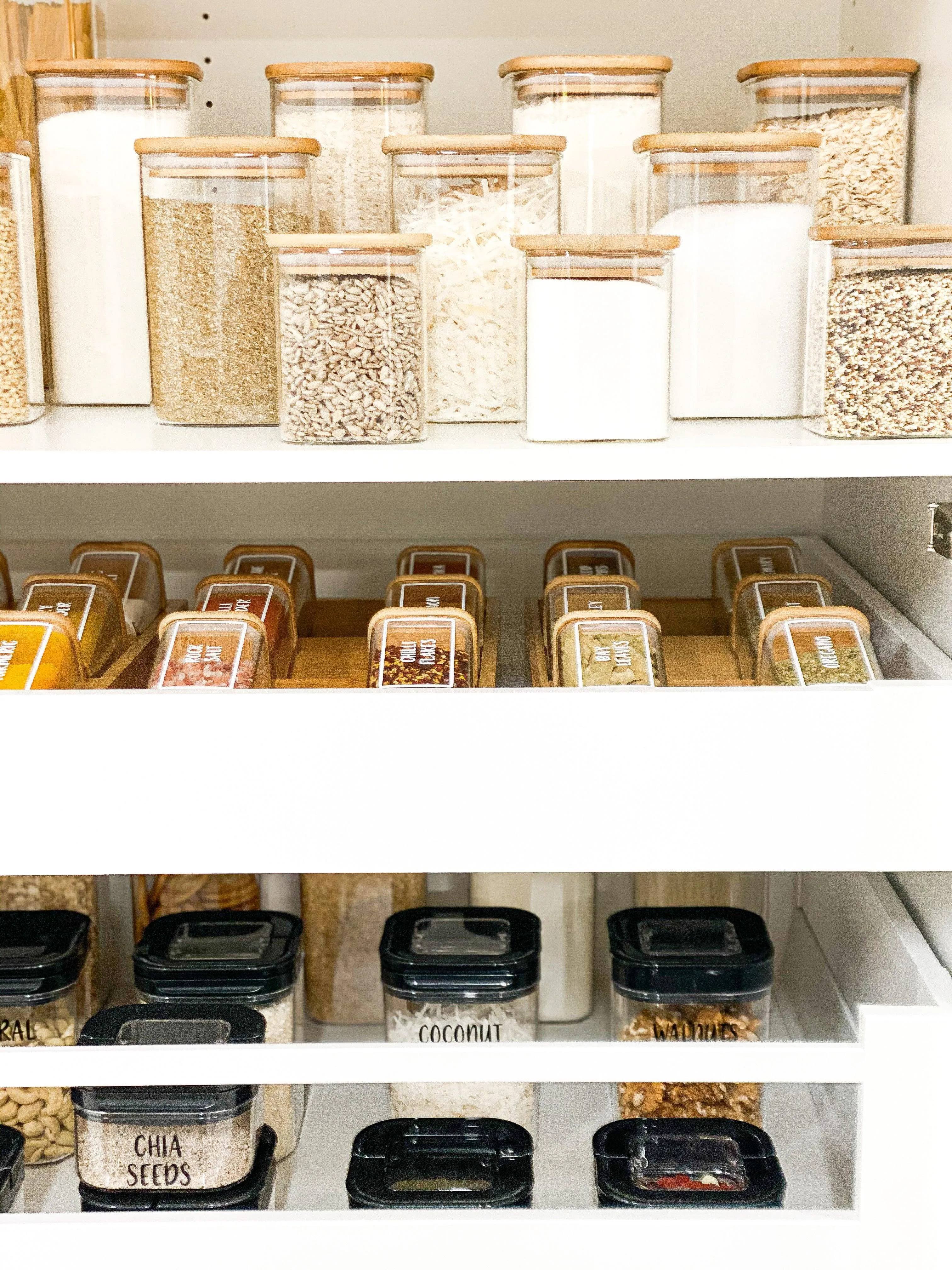 Square Glass and Bamboo Storage Jar - 750ml