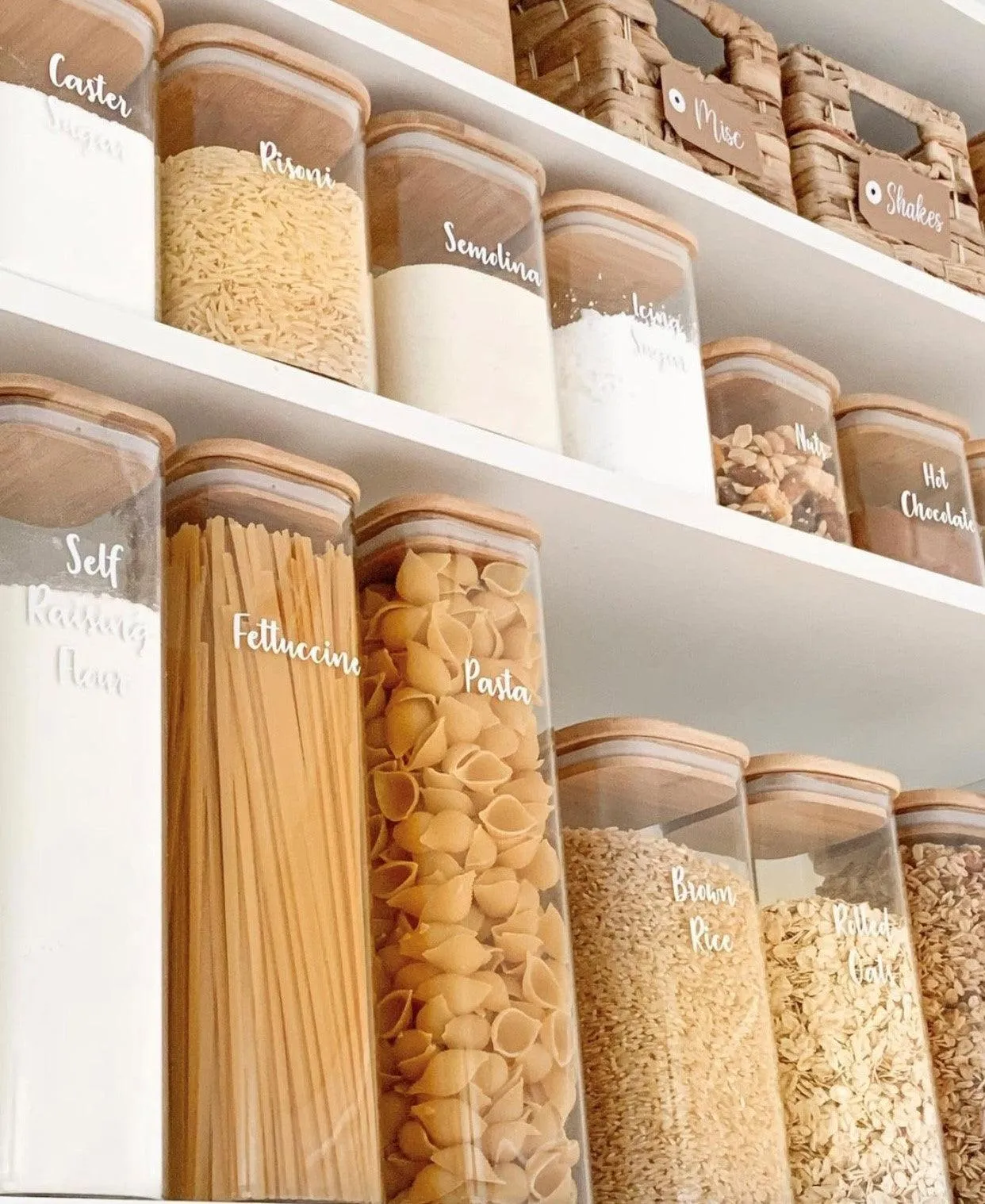 Square Glass and Bamboo Storage Jar - 750ml