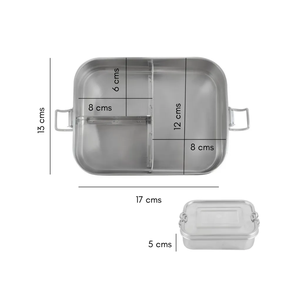 Stainless Steel Bento Lunch Box With Cover And Napkin
