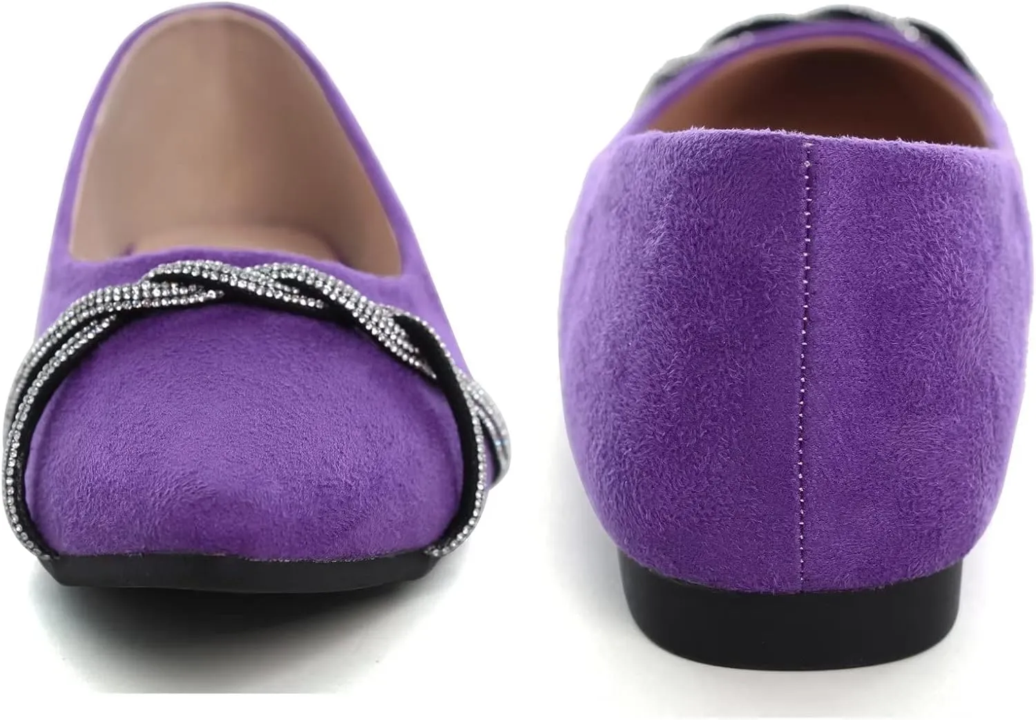 Stunner Women's Pointy Toe Diamond Chain Slip on Ballet Flats Formal Dress Flat Shoes for Working