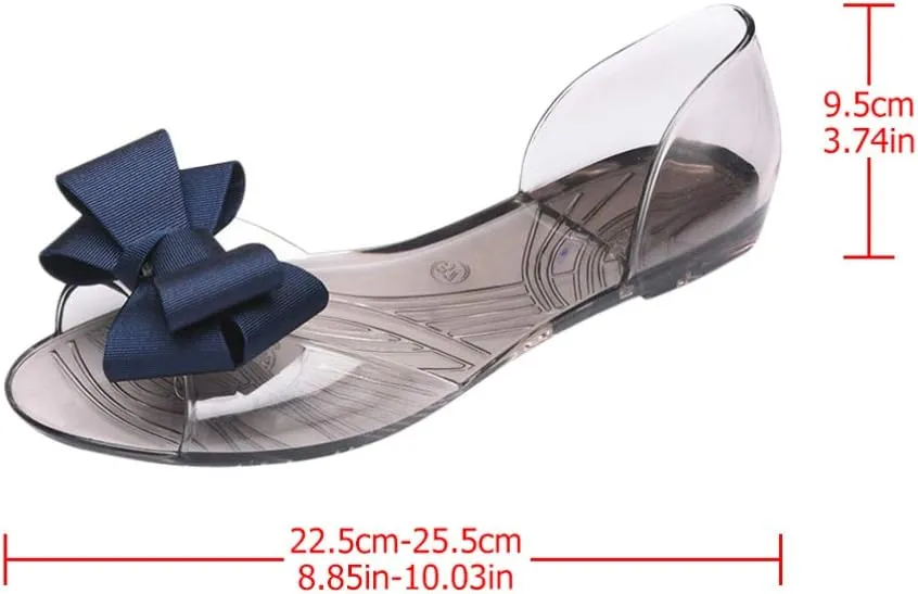 Summer Sandals Flat Jelly Shoes Fashion Fish Mouth Sandal Bowknot Sandals Creative Summer Beach Shoes for Women (Black 39 Yards 7. 5US, 5UK? 38. 5EU, 9. 6285Inch) Women's Flat Sandals