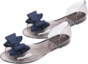 Summer Sandals Flat Jelly Shoes Fashion Fish Mouth Sandal Bowknot Sandals Creative Summer Beach Shoes for Women (Black 39 Yards 7. 5US, 5UK? 38. 5EU, 9. 6285Inch) Women's Flat Sandals