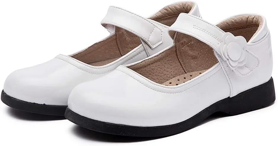 SWDZM Girl's Ballet Flats Mary Jane Dress Shoes Soft Leather Nonslip Rubber Sole (Toddler/Little Kid) Model-KM222