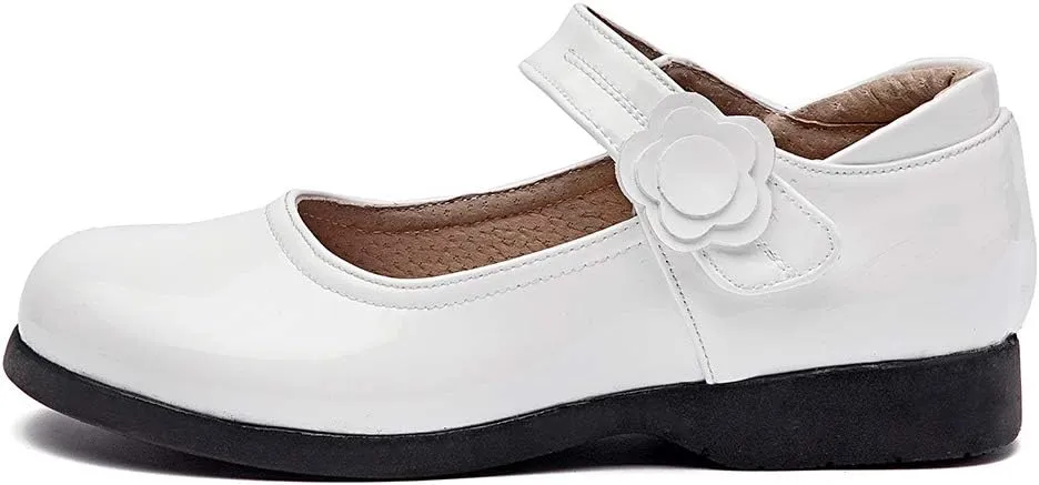 SWDZM Girl's Ballet Flats Mary Jane Dress Shoes Soft Leather Nonslip Rubber Sole (Toddler/Little Kid) Model-KM222