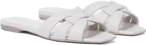 THESHY Women's Flat Sandals Square Toe Patent Leather Comfortable Slip on Slippers Casual Summer Dressy Beach Slide Sandals for Women