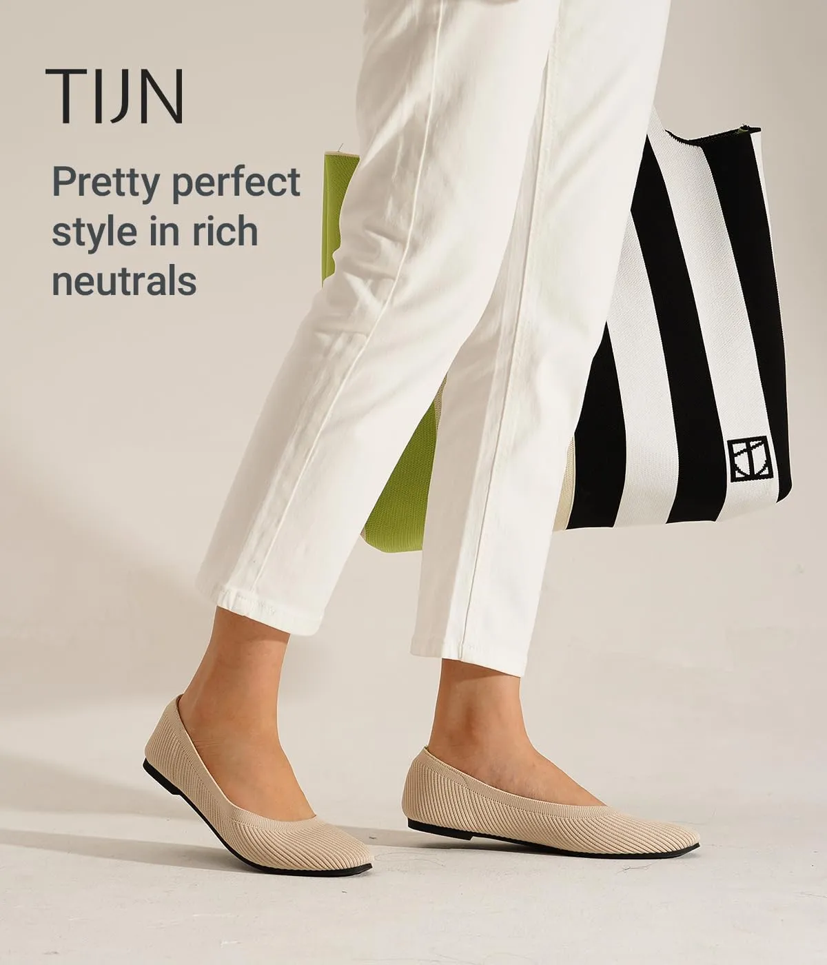 TIJN Women's Machine Washable Ballet Flats Shoes Comfortable Casual Slip on Flats Round-Toe Style(Celexa)