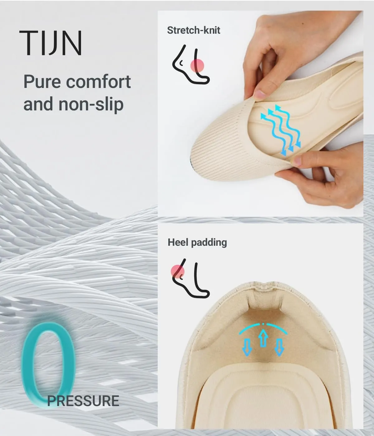 TIJN Women's Machine Washable Ballet Flats Shoes Comfortable Casual Slip on Flats Round-Toe Style(Celexa)