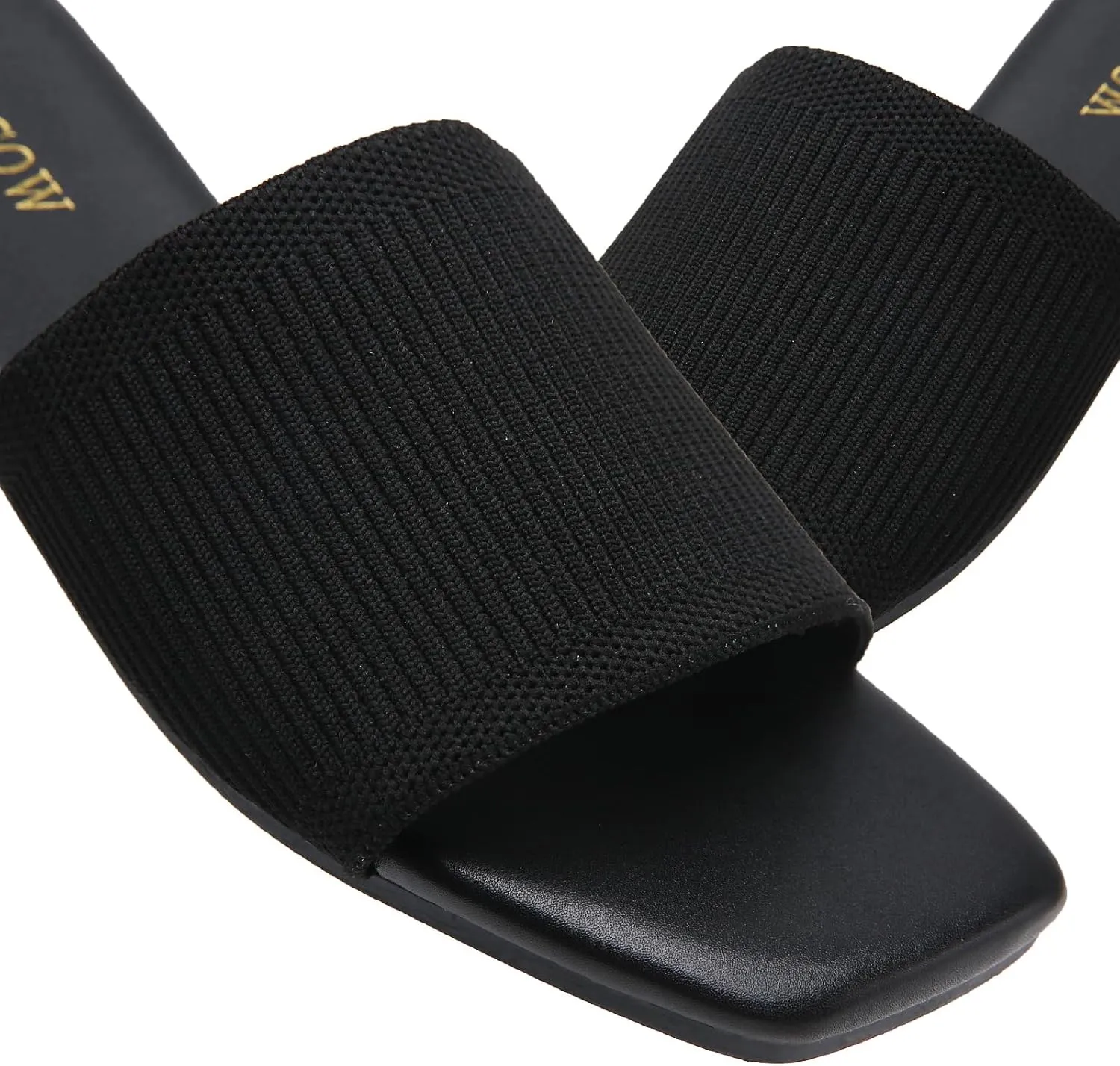 Tilocow Knitted Flat Sandals For women Square Open Toe Slide Sandals Casual Summer Shoes