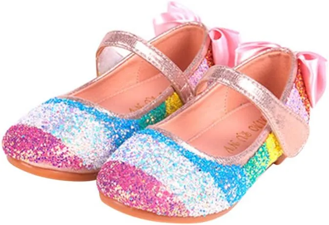 Toddler Ballet Shoes Mary Dance Shoes Sequin Slip on Ballet Flat Slipper Round Head Dancing Shoes for Children Toddler Wedding Party Show Accessories Pantuflas Para Nios