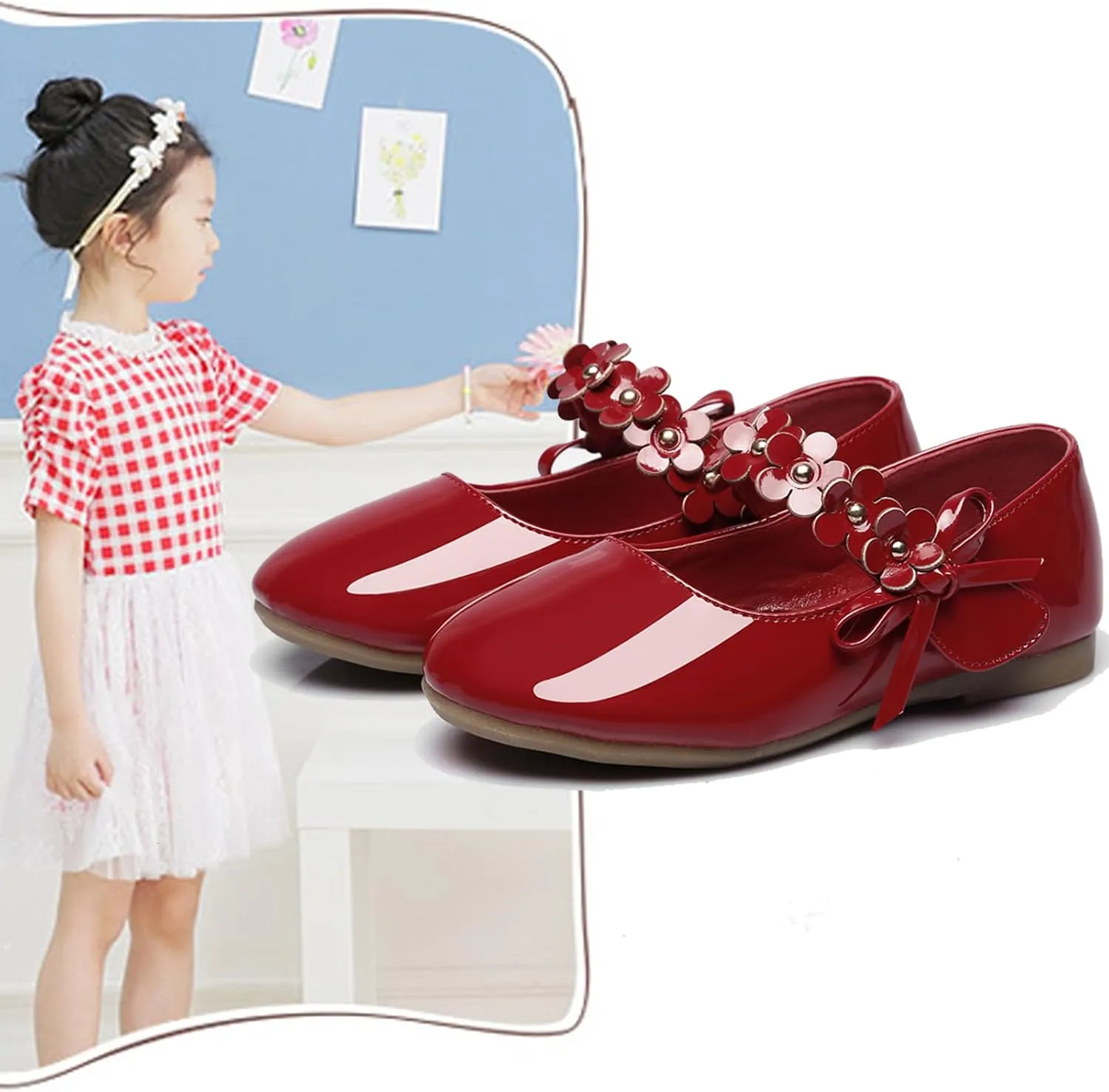 Toddler Girls Dress Shoes Party Wedding Flower School Princess Ballet Flats(Toddler/Little/Big Kid)