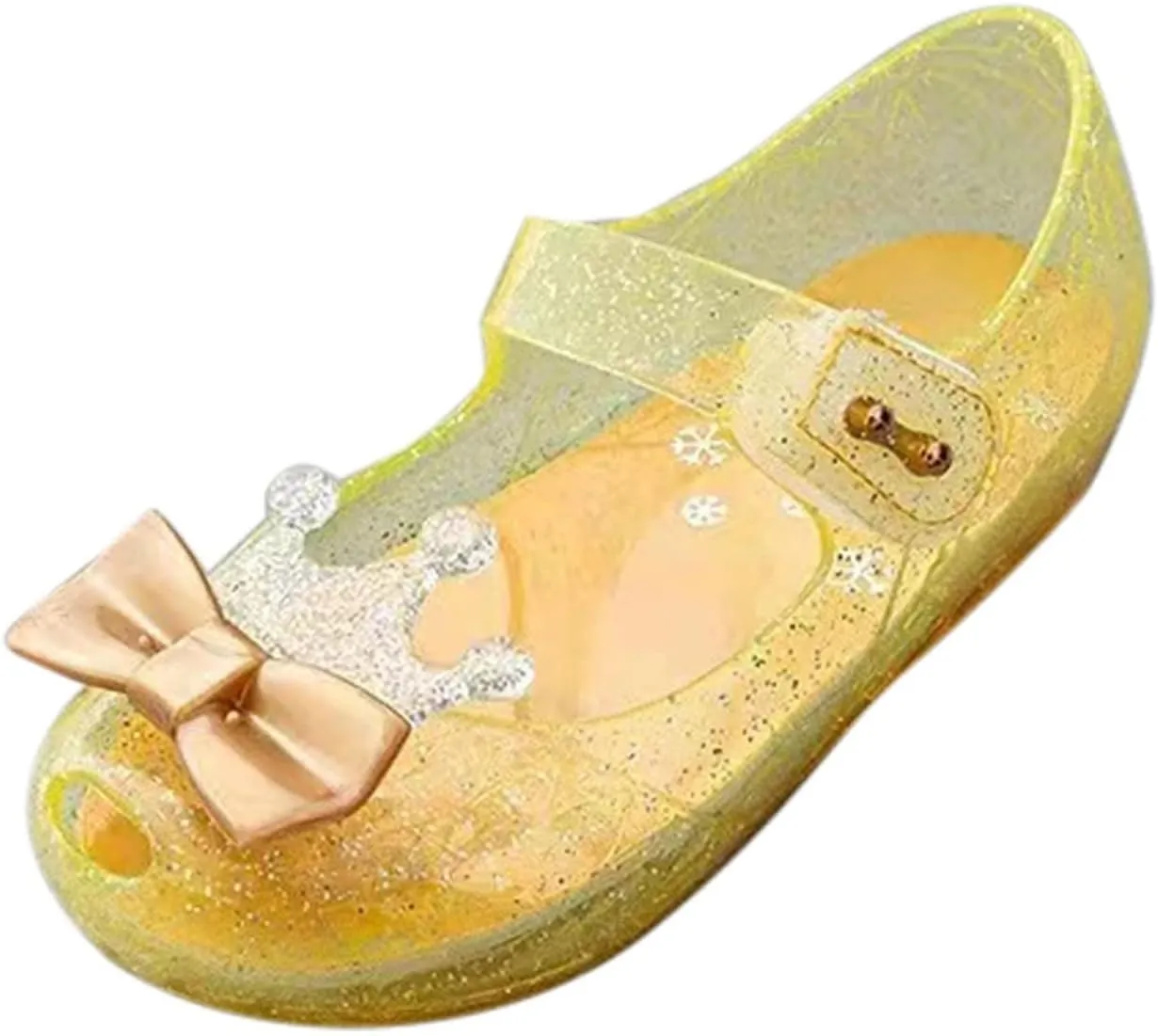 Toddler Sandals Girls Chunky Stretch Crown Flash Diamond Crystal Soft Sole Jelly Dance Shoes Baby Ballet Shoes