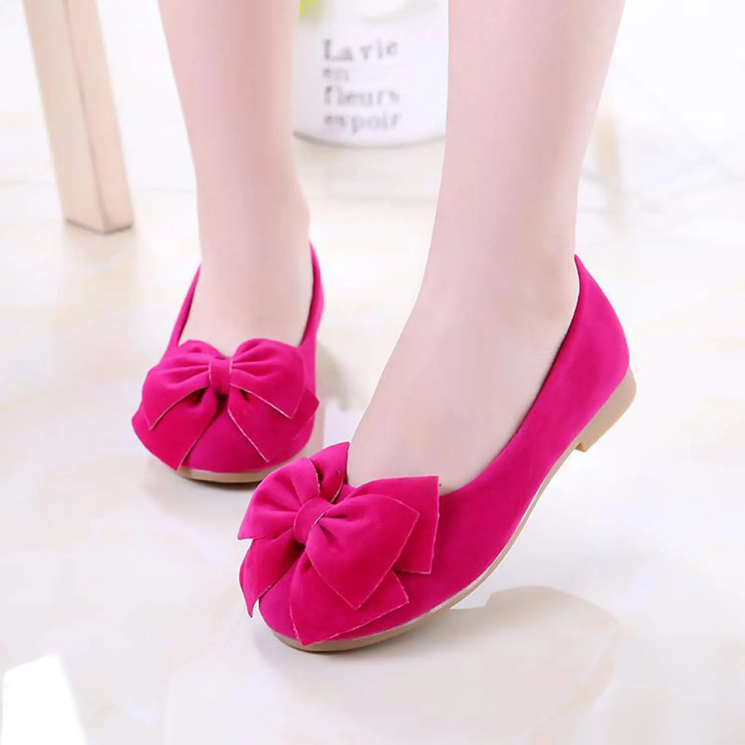 Toddler Shoes Baby Student Flattering Leisure Soft Solid Bowknot Princess Dance Shoes Wearproof Stretch Ballet Shoes