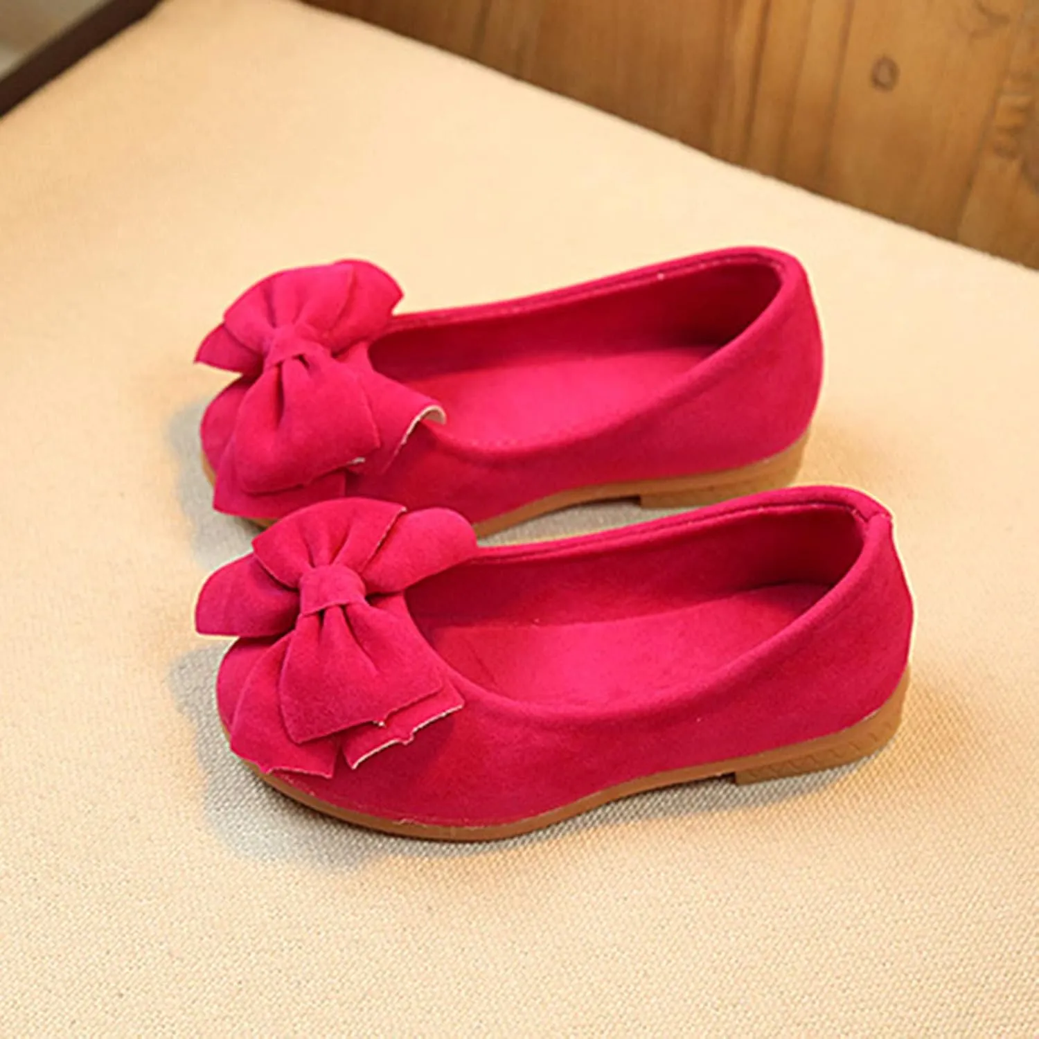 Toddler Shoes Baby Student Flattering Leisure Soft Solid Bowknot Princess Dance Shoes Wearproof Stretch Ballet Shoes